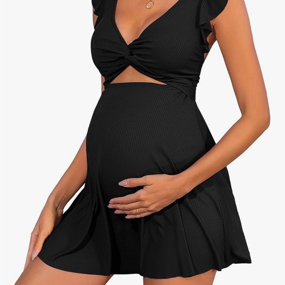 Black Cutout Maternity Swimsuit